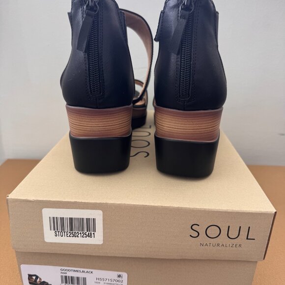 Brand New SOUL Naturalizer Goodtimes Black Wedge Sandals – Size 9 - Picture 3 of 4